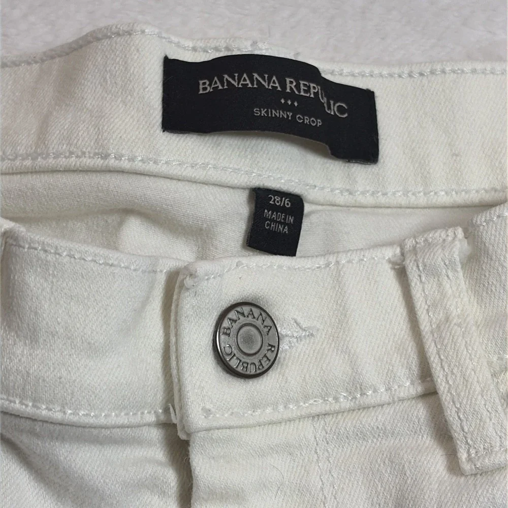 Banana Republic Women's Jeans White Skinny Crop 28/6 Mid Rise‎ Stretch Denim